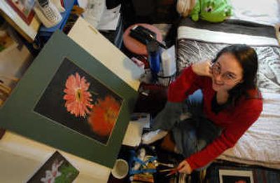 
Amy McLean, shown in her bedroom studio, is a Spokane artist who works mainly in watercolors. She was inspired by the movie 