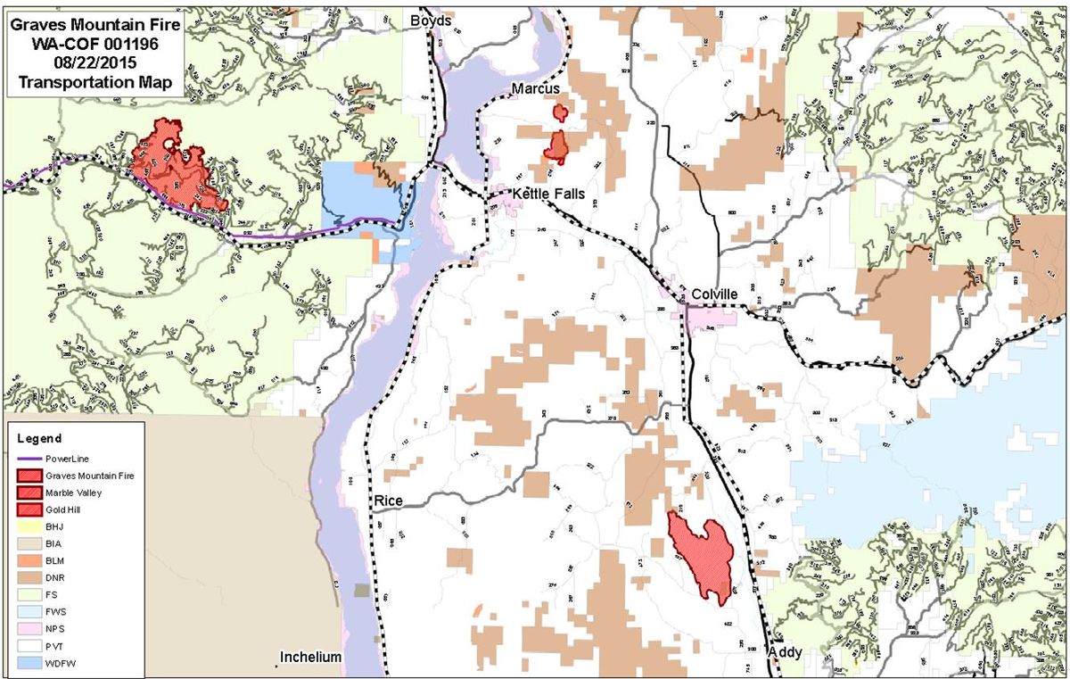 Graves Mountain fire transfers to Kettle Complex as other Colville
