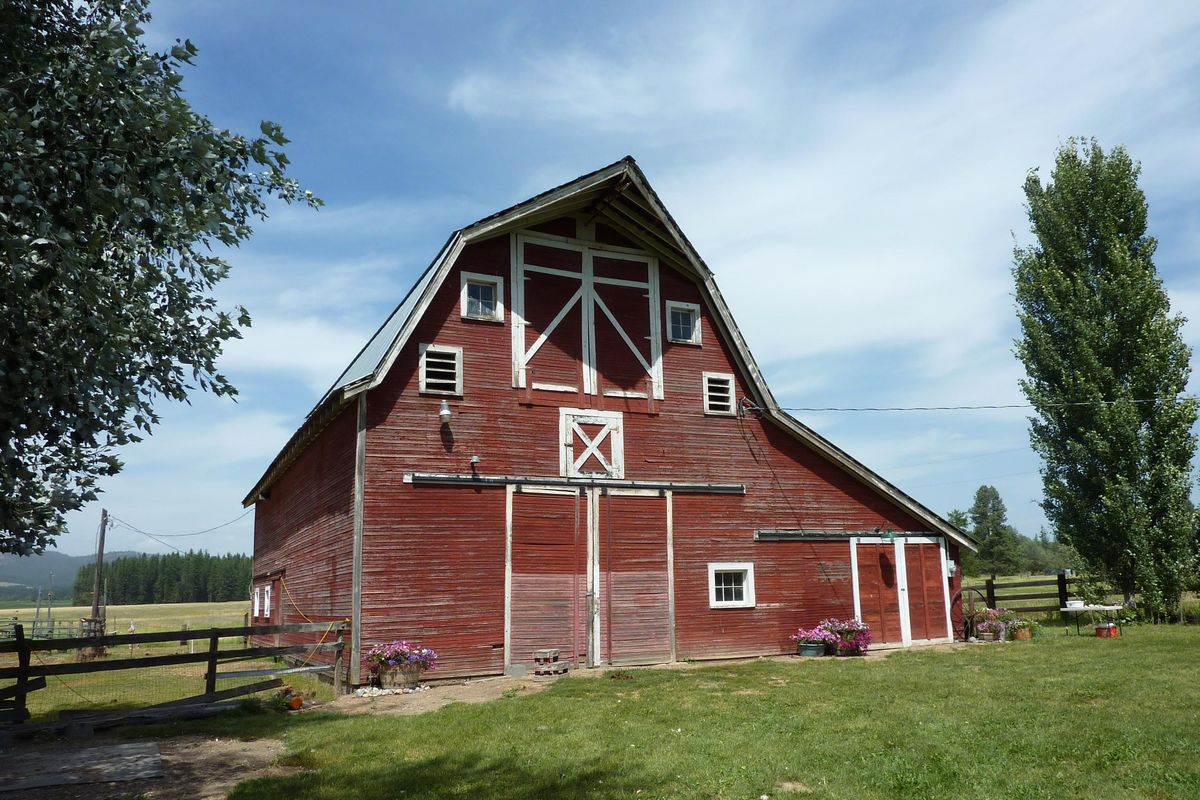 The Swallow’s Nest Barn just north of Deer Park is listed as having been built in 1930 on a 100-acre dairy farm. The barn’s current owners, Monte and Kathlene Moore, have converted part of the barn into an art studio. (Stefanie Pettit / The Spokesman-Review)