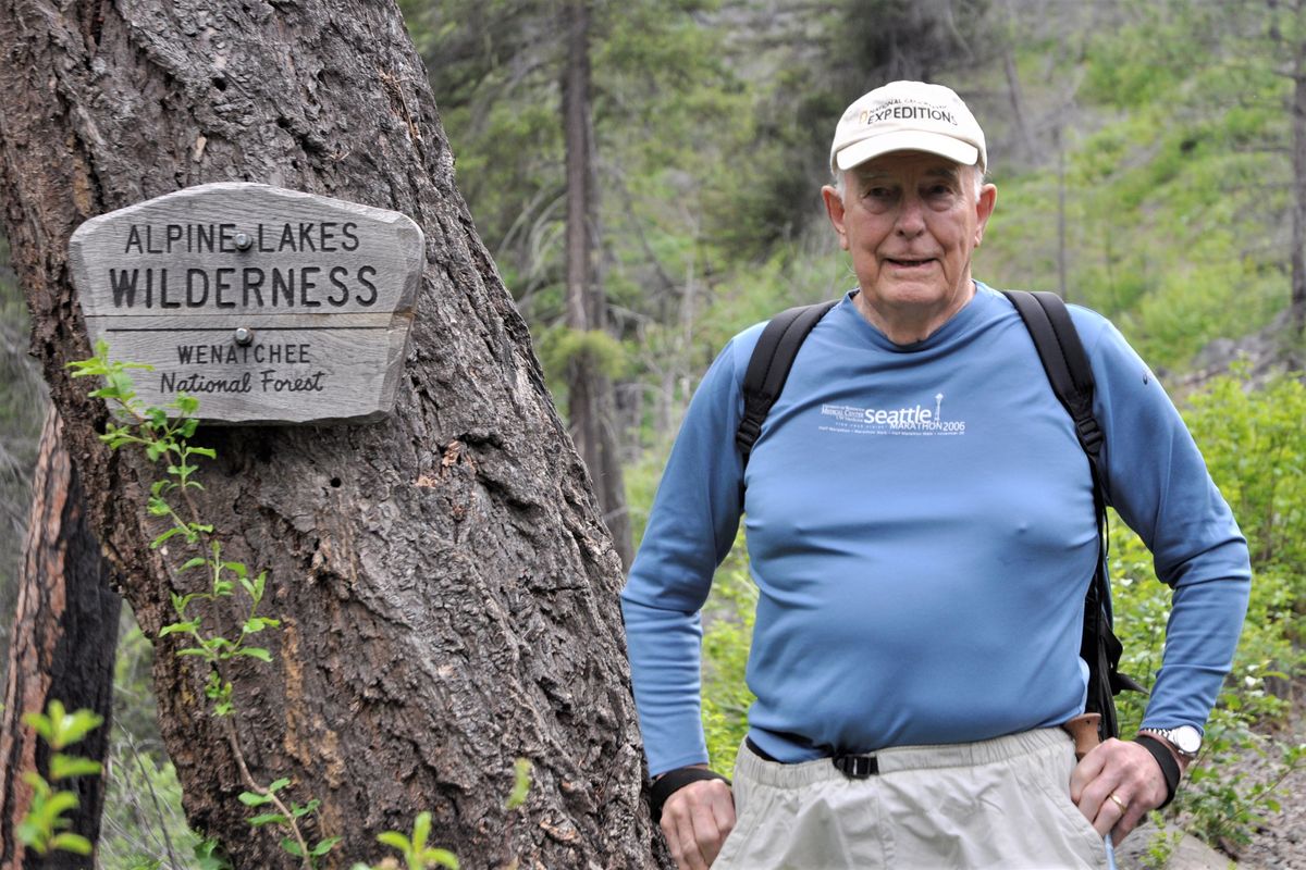 Armed with two collapsible hiking poles and a stout pair of hiking shoes, former Washington Gov. Dan Evans had outpaced the rest of a group of casual hikers from the Mainstream Republican Conference in 2019, even though at 93 he was the oldest in the party.  (The Spokesman-Review)