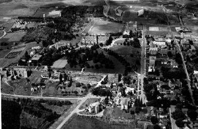 
The University of Idaho campus in Moscow was photographed by the 41st Division Aviation of the Washington National Guard in December 1938. The photo shows that there was still plenty of room for growth at that period. 
 (Photo archive/ / The Spokesman-Review)