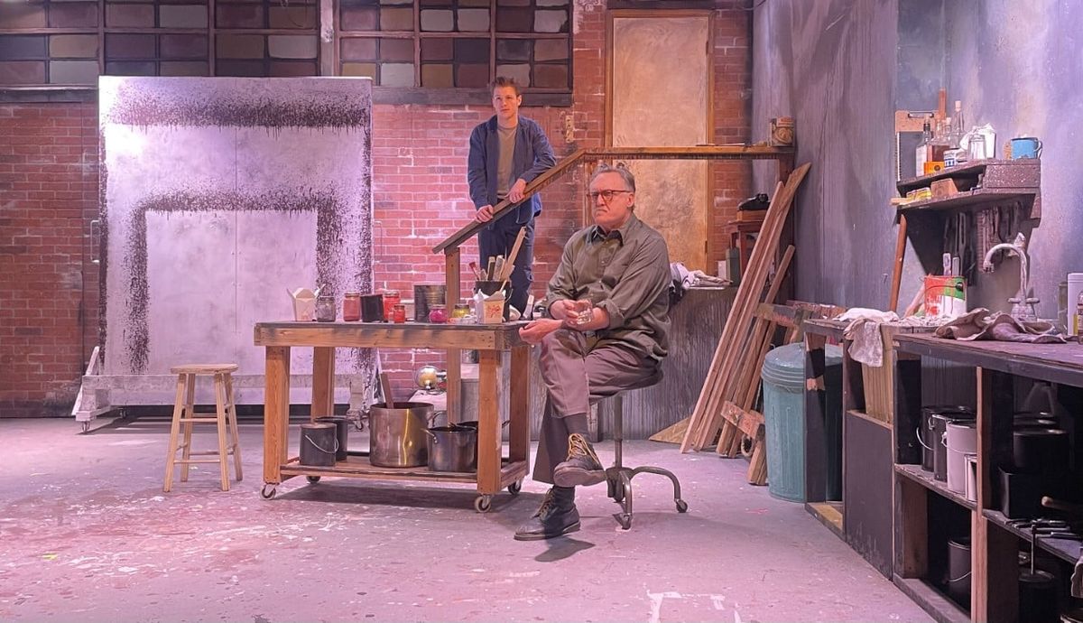 Mark Rothko (Jamie Flanery) and his assistant, Ken (Raymond Horn) are in Rothko’s studio in the Stage Left production of John Logan’s “Red.”  (Stage Left Theater)