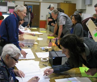 Polls were busy in Boise on Tuesday morning (Betsy Russell)
