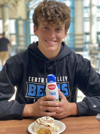 George Ditto gets ready to enjoy a Cinnabon during back-to-school shopping with his mom.  (Julia Ditto)