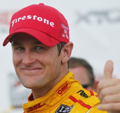 Ryan Hunter-Reay gives a thumbs-up after IndyCar win. (Associated Press)
