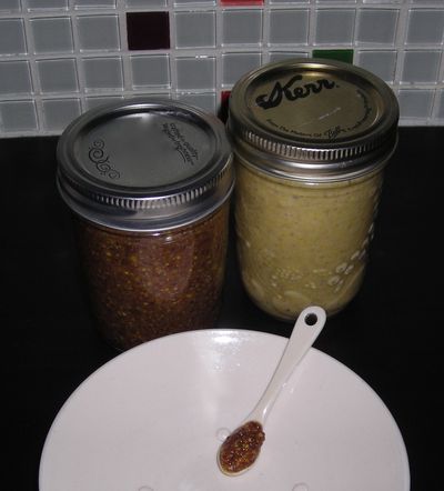 The finished product: Spicy Yellow Mustard and Brown Guinness Mustard. (Maggie Bullock)