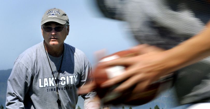 Lake City High School head football coach Van Troxel keeps a watchful eye during practice this week.kathypl@spokesman.com (Kathy Plonka / The Spokesman-Review)