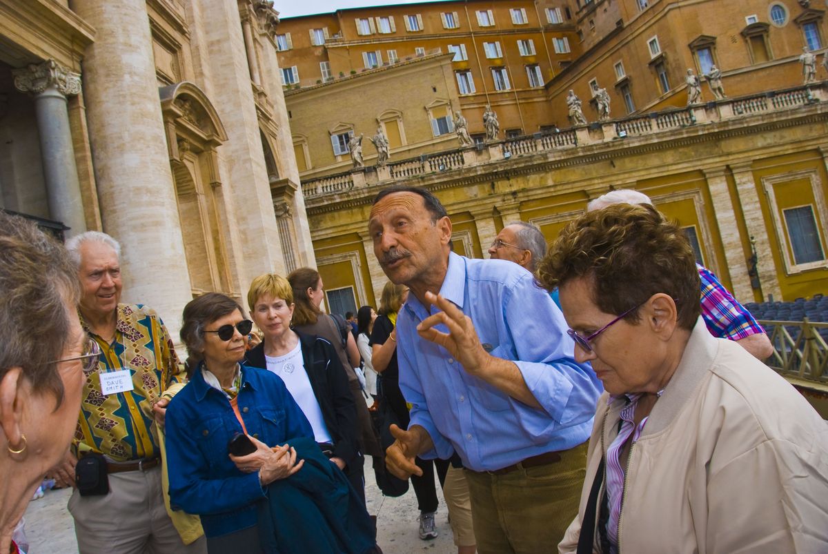 Participants listen to a lecture outside the Vatican Museums in Rome, Italy, on an Elderhostel tour called “The Eternal Splendor of Rome.” Associated Press photos (Associated Press photos / The Spokesman-Review)