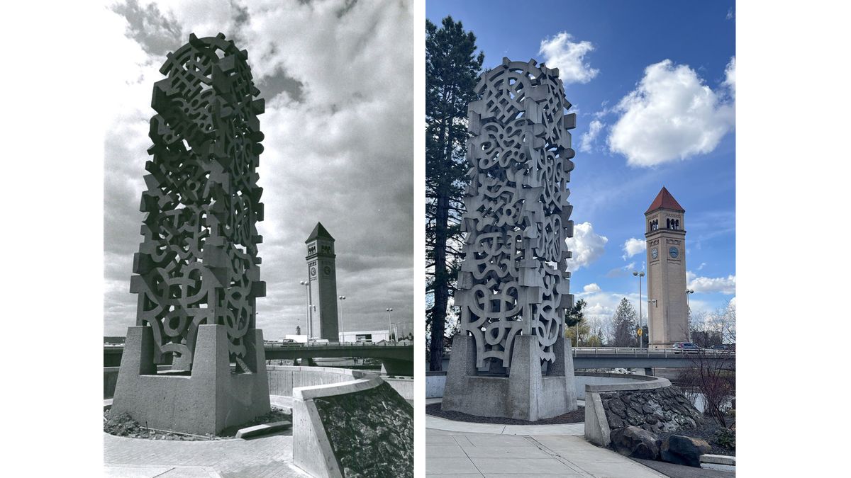1974 and 2024 – The untitled 40-foot sculpture by artist Harold Balazs was installed before Expo 