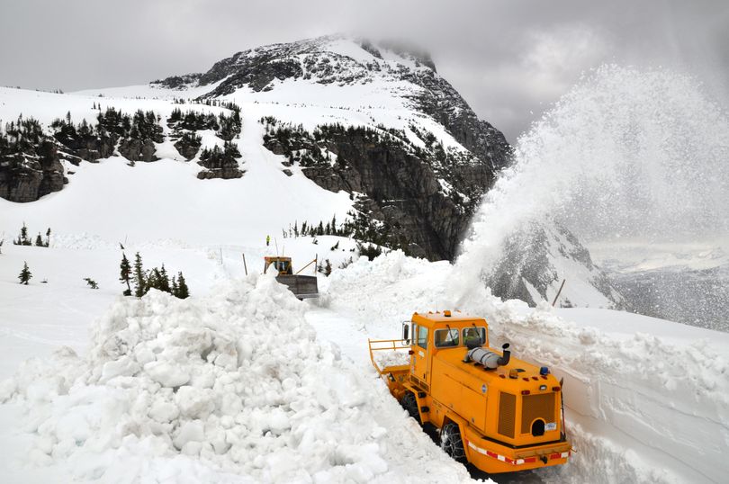 Glacier National Park crews work to plow the Going to the Sun Road toward Logan Pass in May 2012. (Glacier National Park)