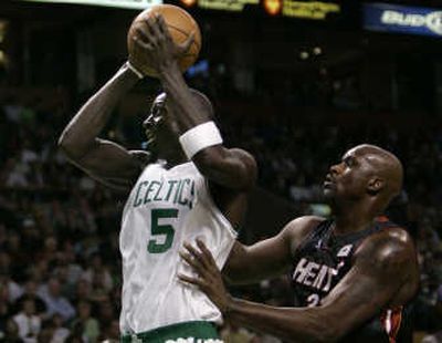 
Boston Celtics forward Kevin Garnett had 26 points and 11 rebounds to help the Celtics remain unbeaten. Associated Press
 (Associated Press / The Spokesman-Review)