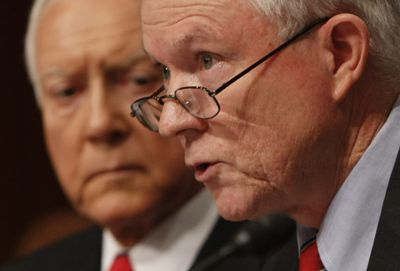 Sen. Jeff Sessions, R-Ala., right, flanked by Sen. Orrin Hatch, R-Utah., questions Sonia Sotomayor on Tuesday.  (Associated Press / The Spokesman-Review)