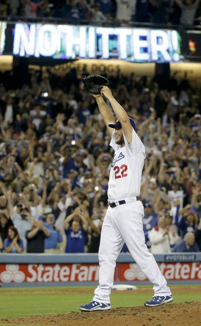 Clayton Kershaw threw the Dodgers’ second no-hitter of the season. (Associated Press)