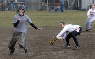 
All-Great Northern League outfielder Chelsea Bowman practicing Wednesday. The West Valley High scnior says, 