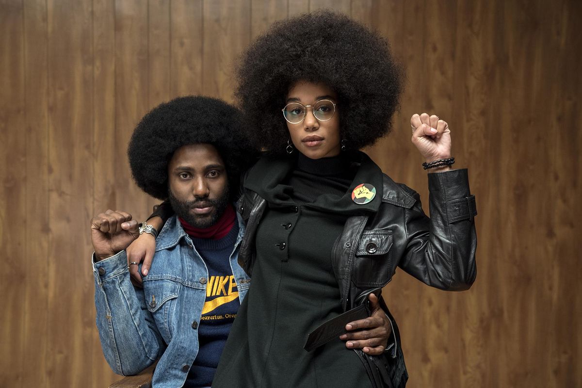 John David Washington and Laura Harrier in "BlacKkKlansman." (David Lee / Focus Features)