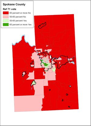 Map of Referendum 71 vote in Spokane County on Election Night. (The Spokesman-Review)