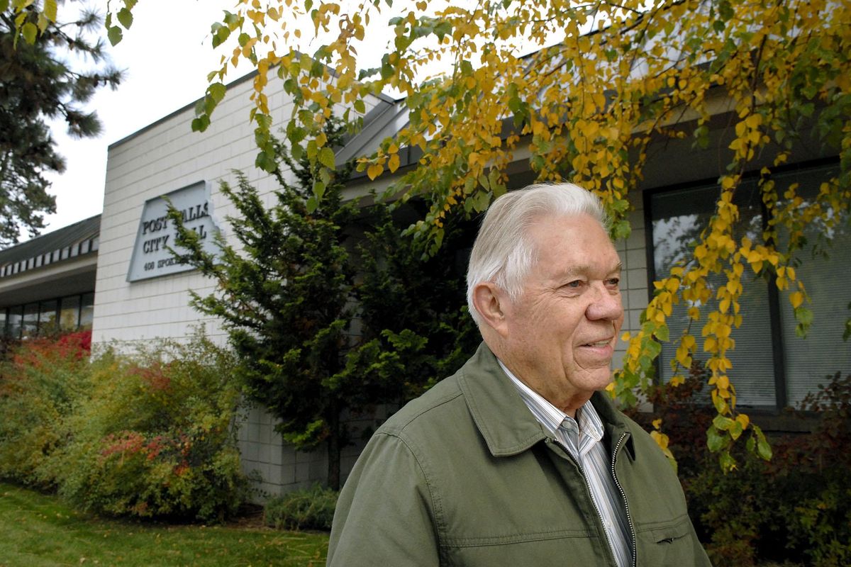 Bob Templin photographed on Oct. 11, 2007, in front of the old Post Falls City Hall building, which he tried to save from demolition. (Kathy Plonka / The Spokesman-Review)