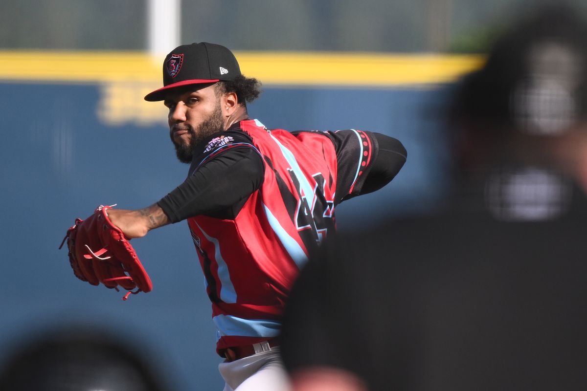 Spokane Indians starter Jaden Hill pitches against Everett on Saturday, July 8, 2023.   (James Snook/Spokane Indians)