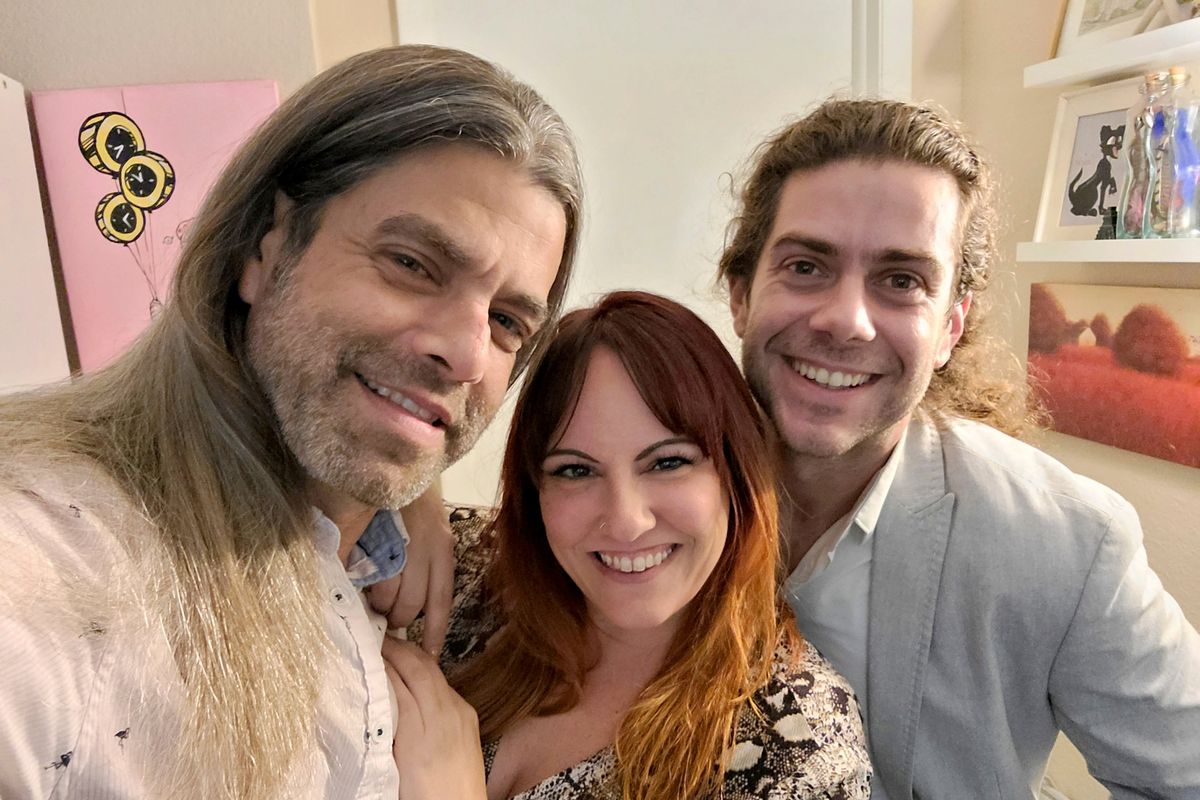 From left, Ryan Cohen, his wife, Emily Taffel, and Taffel’s former boyfriend, Sam Rubman, pose Feb. 3 in Coral Springs, Fla. (Ryan Cohen)