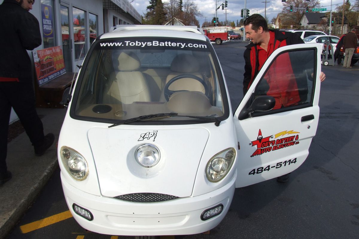 Toby Willis, owner of Toby's Battery and Auto Electric, helps keep local batteries out of local landfills. He also is working on solar technology, including his solar-powered Zap vehicle.  (Paul Haeder / Down to Earth NW Correspondent)