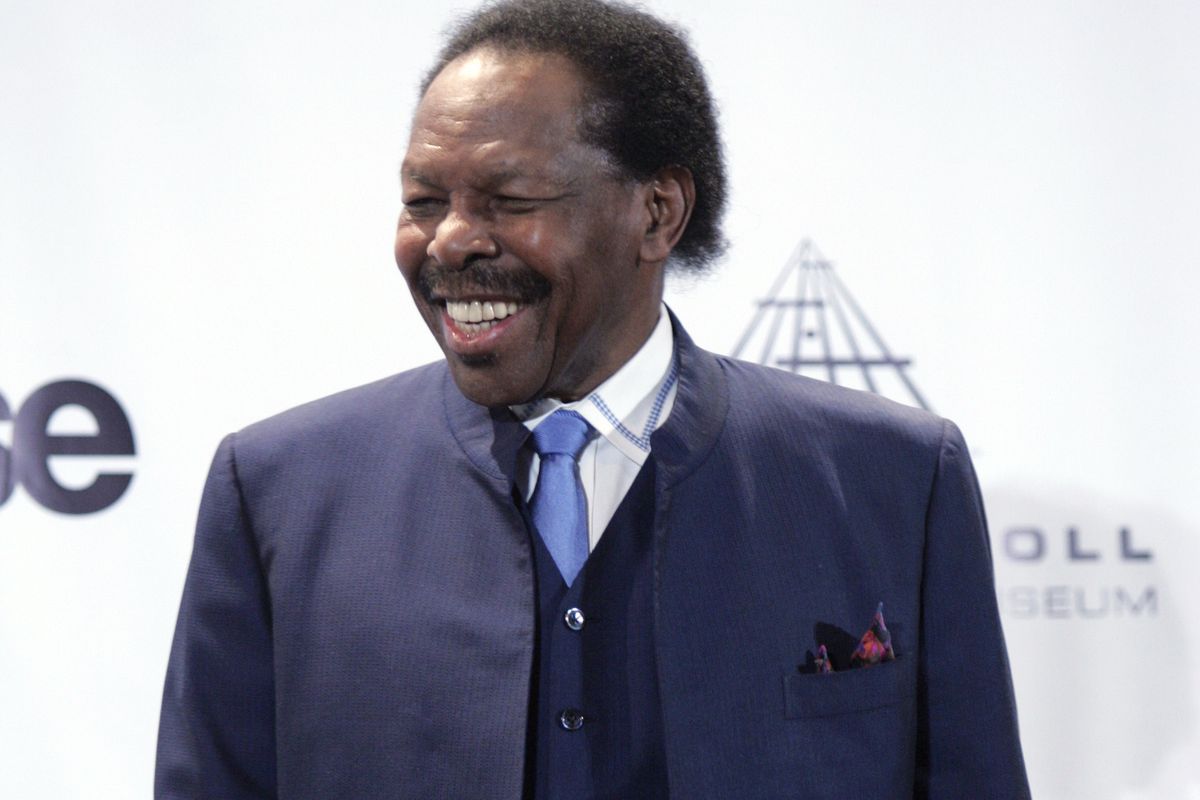 This March 14, 2011, photo shows Lloyd Price backstage at the Rock and Roll Hall of Fame induction ceremony in New York. The New Orleans mainstay and Rock and Roll Hall of Famer has died. Price was known for hits such as “Lawdy Miss Clawdy” and “Stagger Lee.” His wife Jackie said he died Monday, May 3, 2021, in New Rochelle, N.Y.  (STF)