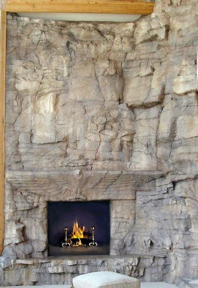 
Fautch made this fireplace in Post Falls with carved concrete. 
 (Courtesy of Roch Fautch / The Spokesman-Review)