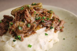 Best venison Mississippi pot roast served over mashed potatoes (Courtesy)