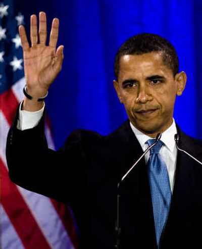 
Sen. Barack Obama acknowledges the audience after speaking about race Tuesday in Philadelphia.Associated Press
 (Associated Press / The Spokesman-Review)