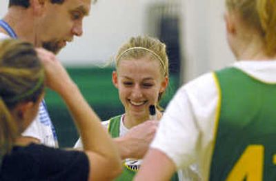 
Camille Reynolds, center, a junior point guard at Lakeland High School has averaged just under 12 points per game this season, one less than last year.
 (Kathy Plonka / The Spokesman-Review)