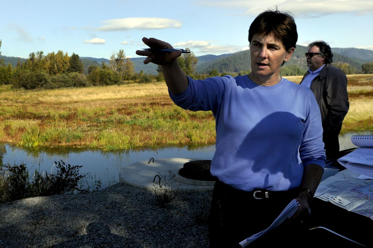 Anne Dailey, environmental scientist for the U.S. Environmental Protection Agency Region 10, talks about the finishing touches on the  conservation easement near Medimont on Tuesday.  (Kathy Plonka)