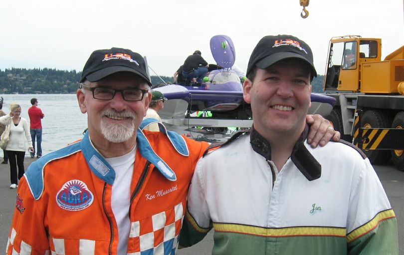 Dr. Ken Muscatel (l) and the new driver of the U-25 Unlimted Hydroplane, Jon Zimmerman. (Photo courtesy of H1 Unlimited Hydroplane Media Relations)