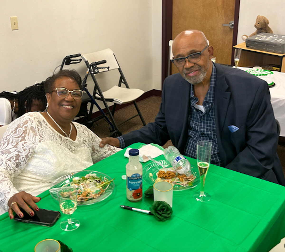 Bob and Teresa Hemphill gather for a meal at Calvary Baptist Church.  (Courtesy)