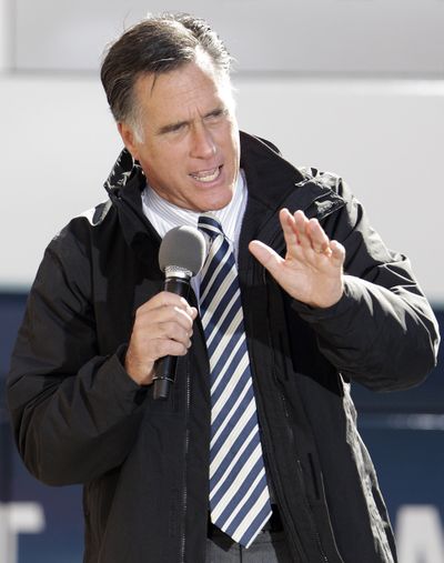 Republican presidential candidate Mitt Romney speaks at a campaign stop at Bun’s Restaurant on Wednesday. (Associated Press)
