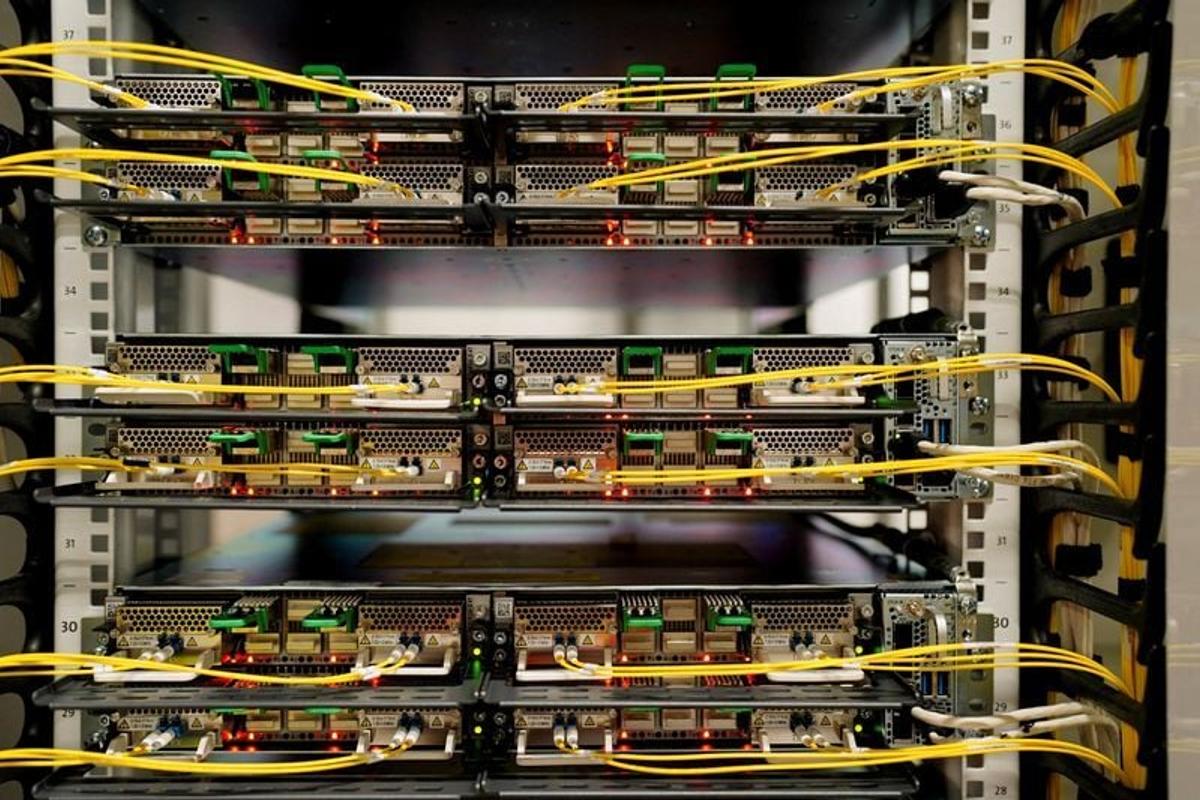  Wiring sits inside of the Data Hall of the Microsoft data center campus, currently under construction, after Microsoft