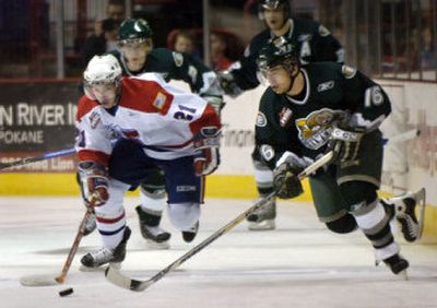 
Ondrej Roman, left, and the Chiefs are looking to make a playoff return. Everett eliminated Spokane in the first round last season. 
 (FILE / The Spokesman-Review)