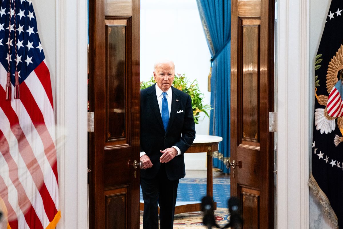 President Biden prepares to deliver remarks regarding the Supreme Court decision on presidential immunity at the White House on July 1. MUST CREDIT: Demetrius Freeman/The Washington Post  (Demetrius Freeman/The Washington Post)