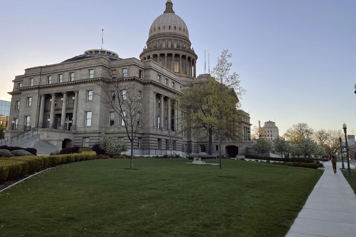The Idaho Statehouse is seen at sunrise on April 20, 2021, in Boise, Idaho. Mainstream and far-right Republicans are battling for control of the party and the state in the deeply conservative state. (Keith Ridler)