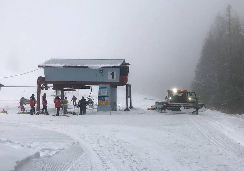 49 Degrees North staff cranks up the lifts on Nov. 10, 2017, for the start of the Chewelah-area resort's winter season. (Courtesy)