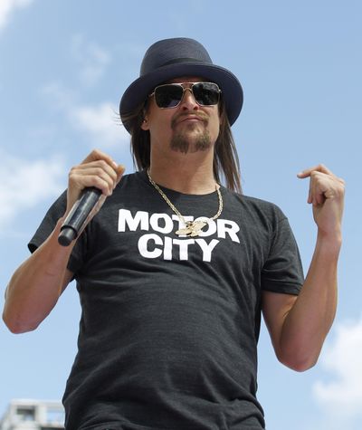 In this Feb. 22, 2015 file photo, Kid Rock performs before the Daytona 500 NASCAR Sprint Cup series auto race at Daytona International Speedway in Daytona Beach, Fla. The musician from suburban Detroit is teasing his potential 2018 U.S. Senate candidacy, though it is news to Michigan Republicans. Kid Rock, who was born Robert Ritchie, said Wednesday, July 12, 2017, that a website hinting at his campaign www.kidrockforsenate.com is legit. (Terry Renna / AP)