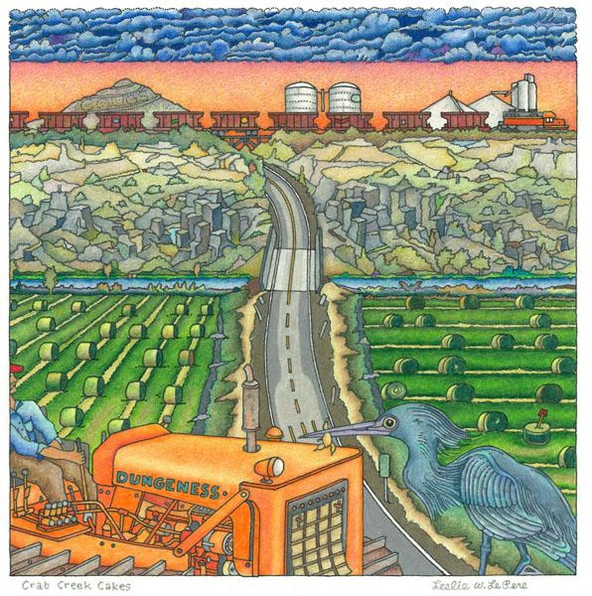 “Crab Creek Cakes,” a 2005 colored pencil and ink drawing by Leslie LePere, is featured in the First Inland Northwest Juried Landscape Art Exhibit at Gonzaga University’s Jundt Art Museum. (Leslie LePere)