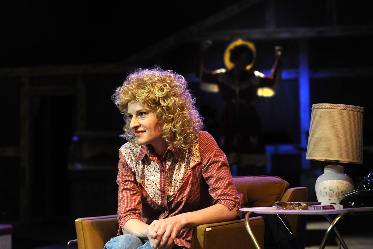 Right: Caryn Hoaglunch-Trevett plays Louise Seger, an avid fan of Patsy Cline, in “Always ... Patsy Cline” at Interplayers, which runs through Oct. 6. (Jesse Tinsley)