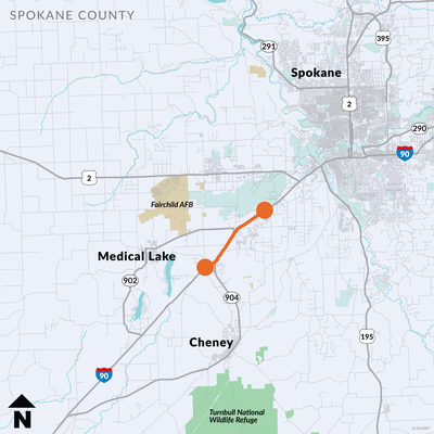 The area of Interstate 90 where speed enforcement cameras will be deployed later this month.  (Courtesy of WSDOT)