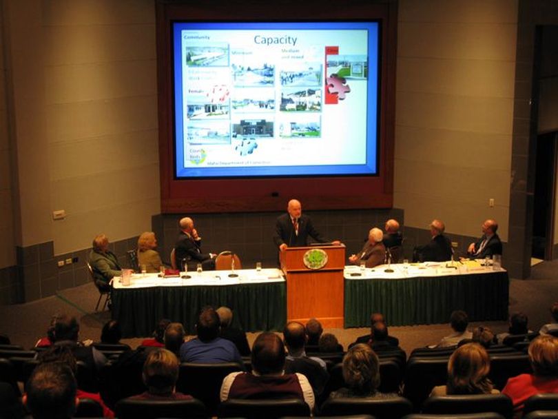 Idaho state prisons chief Brent Reinke speaks to the Associated Taxpayers of Idaho on Wednesday (Betsy Russell)