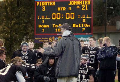 
Whitworth coach John Tully addresses his team after the game. 
 (Christopher Anderson / The Spokesman-Review)