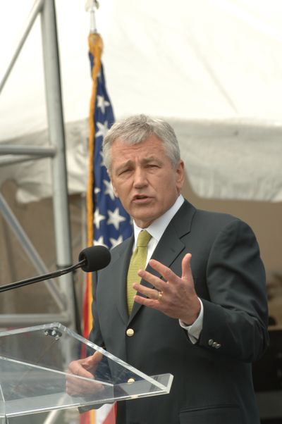 Then-Sen. Chuck Hagel speaks in 2006 at ceremonies honoring America’s fallen in Washington, D.C. (File)