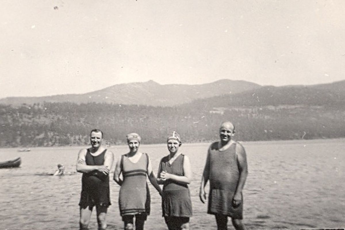 Charles Cowan, far right, stands next to his wife, Iowa King Cowan, and unidentified friends at Liberty Lake on a Sunday in July 1919.