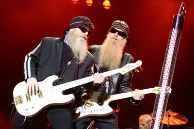 Dusty Hill, left, and Billy Gibbons perform live on stage during the Vieilles Charrues music festival, held in Carhaix, France, over the summer. Photo above: McClatchy-Tribune; Album covers: zztop.com (Photo above: McClatchy-Tribune; Album covers: zztop.com / The Spokesman-Review)