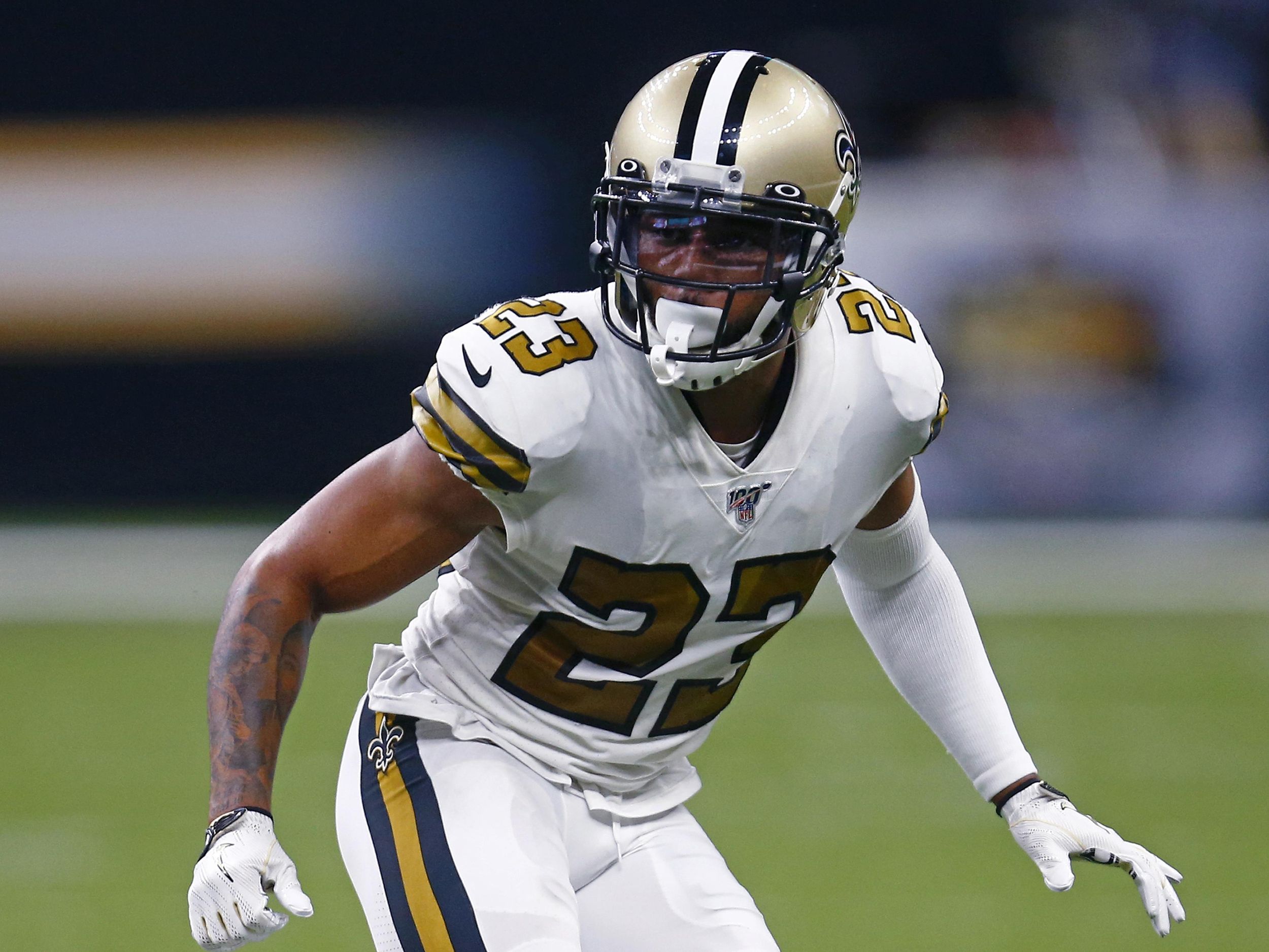 New Orleans Saints cornerback Marshon Lattimore locked in high