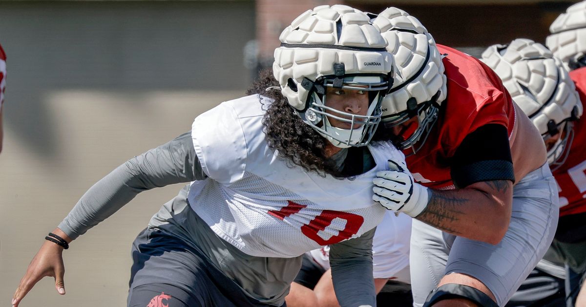 On Day 4 of WSU fall camp, DE Buddha Peleti shines in defensive line’s best practice yet
