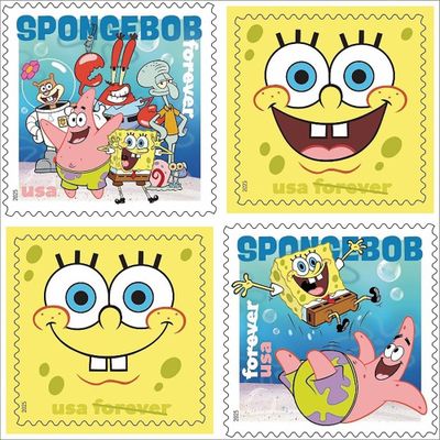 The “SpongeBob SquarePants” Forever stamps.  (USPS)